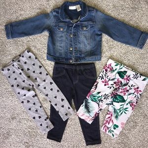 Toddler girl jean jacket + leggings
